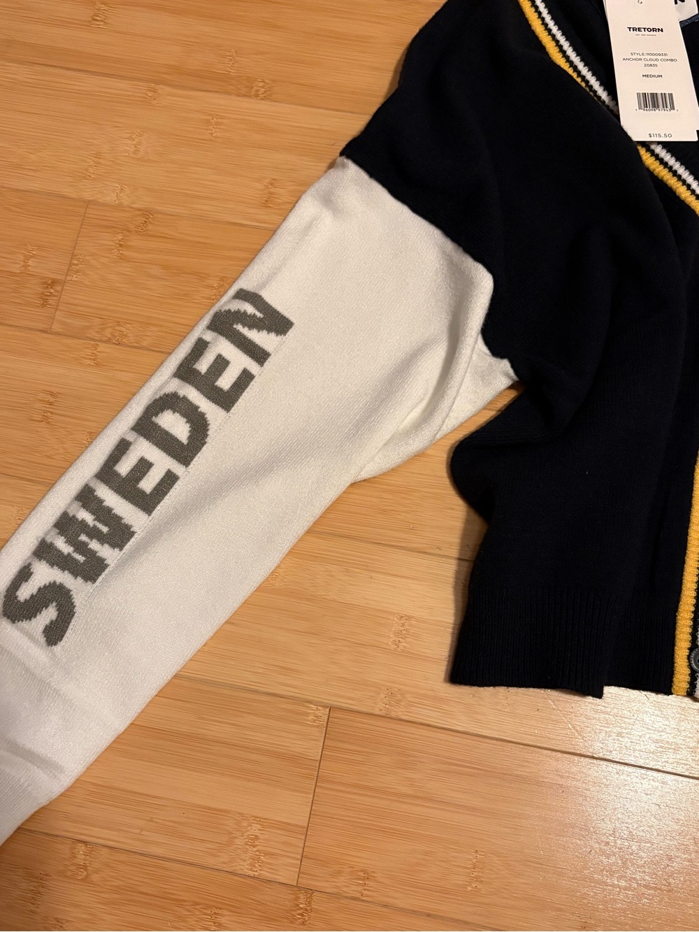 Tretorn 1891 Sweden Varsity Knit Cardigan Retro-Inspired Sweater Medium - Picture 4 of 7